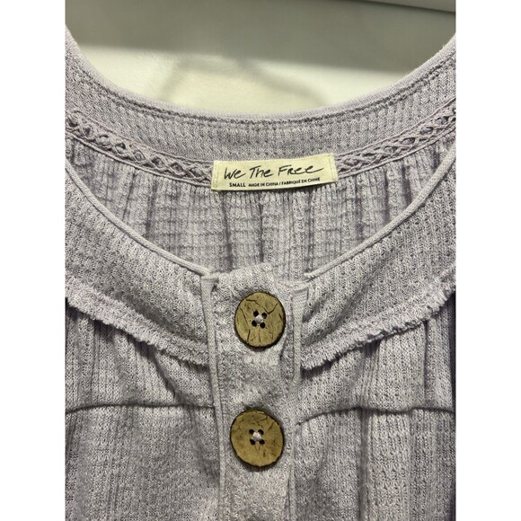 Free People We The Free Long Sleeve Scoop Neck Purple Thermal Top Size Small - Picture 3 of 5